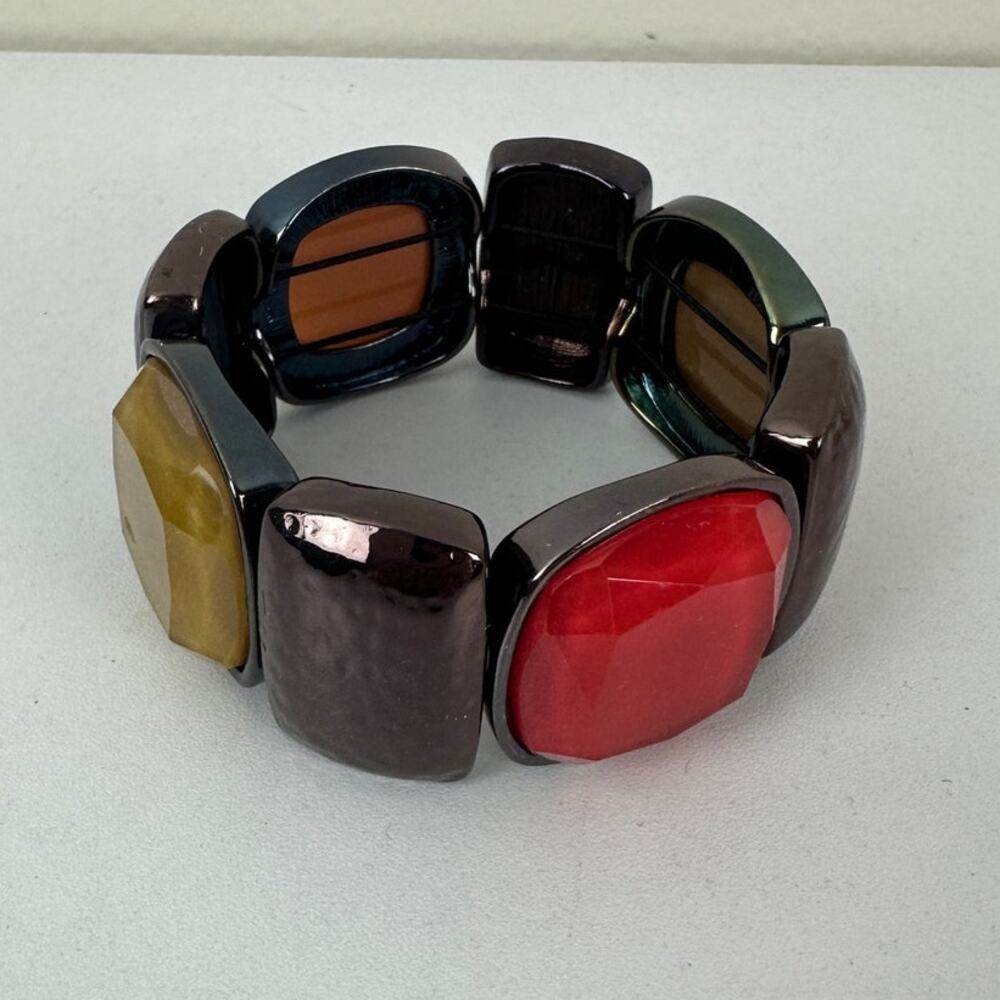 Bill Blass Stretchy Bracelet Stone Bracelet Red Brown - Picture 4 of 6